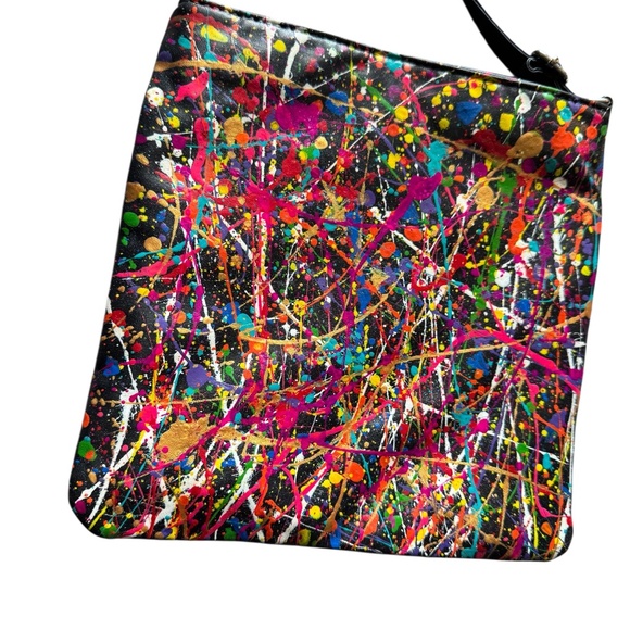 Hand-Painted Vegan Leather Abstract Crossbody Bag - Picture 4 of 6